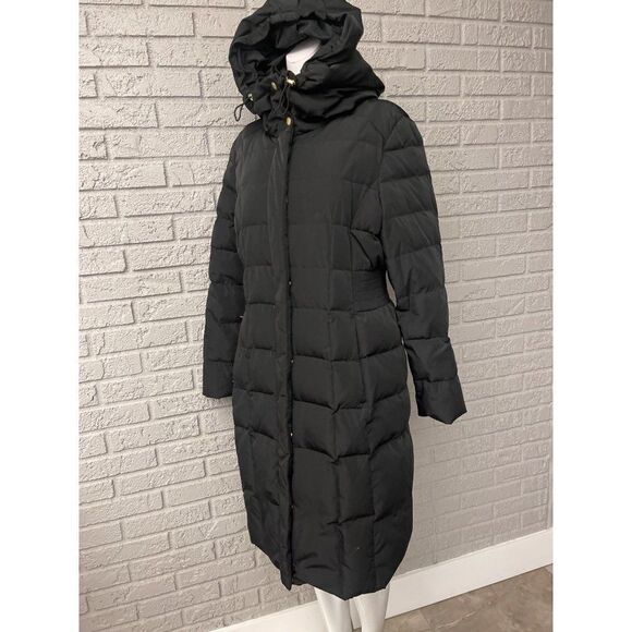 Cole Haan Signature Women Black Down Hooded Puffer Coat Size L - Picture 8 of 15